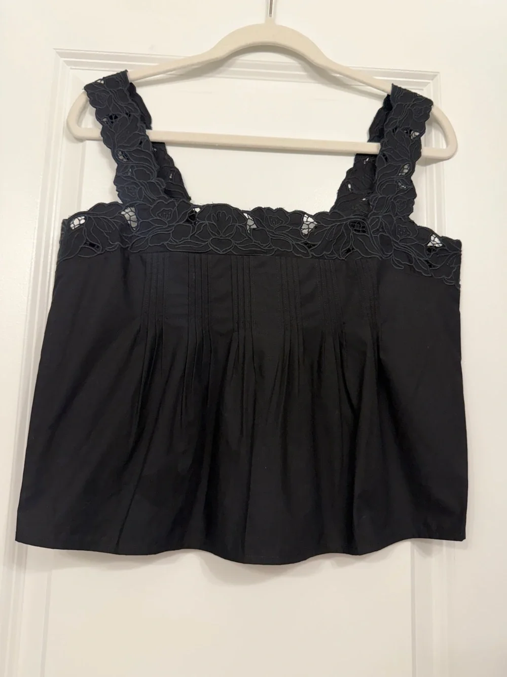 J. Crew Black Lace-Trim Square Neck Camisole